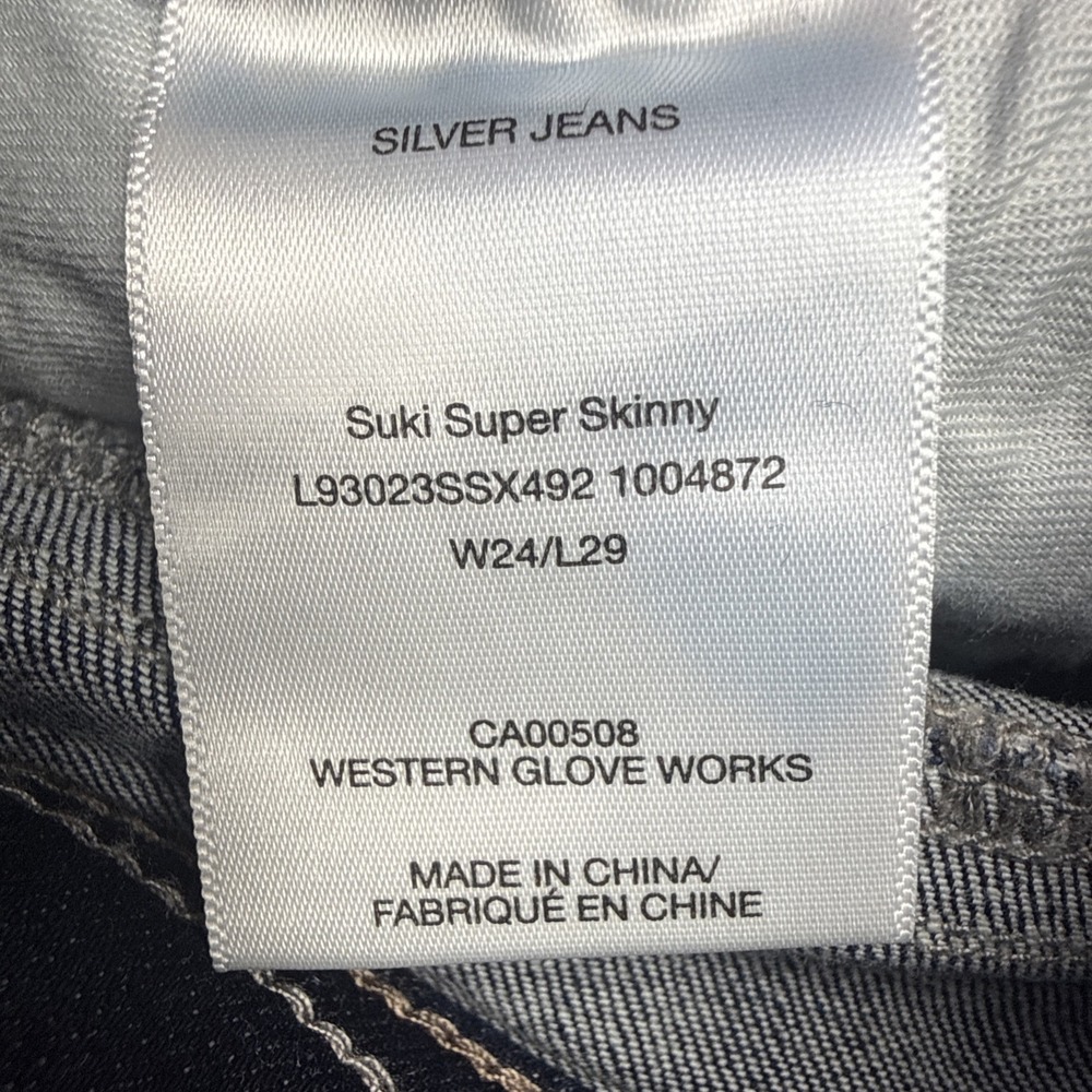 Silver Jeans Suki Super Skinny Mid Rise  Womens W24 H29 Dark Wash Stretch - Picture 6 of 10
